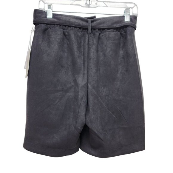 Womens Faux Leather High-Waisted Belted Shorts With Cuffed Hem Size S - Picture 2 of 7